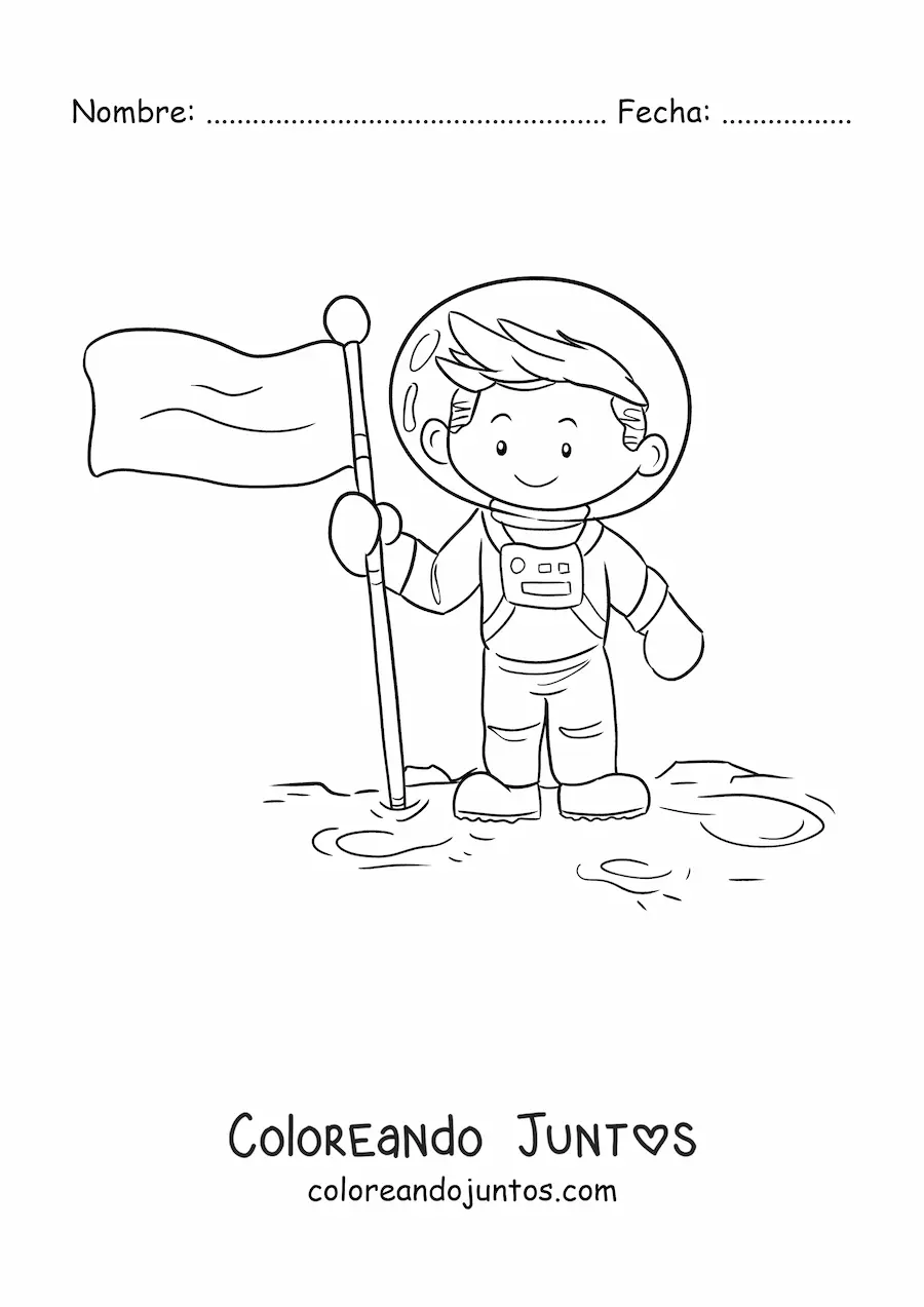 Imagen para colorear de hombre en la Luna