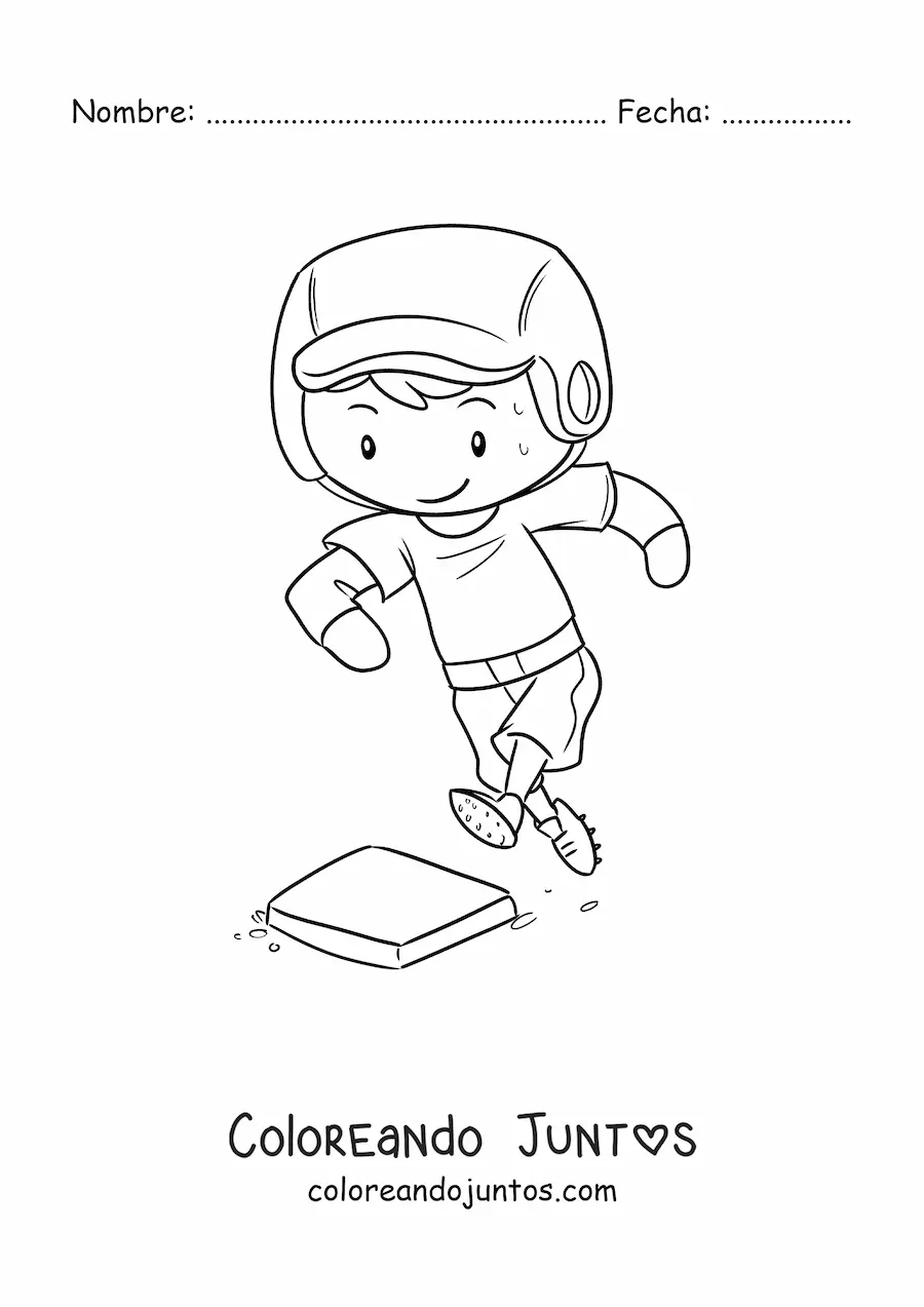 Imagen para colorear de beisbolista corriendo a una base