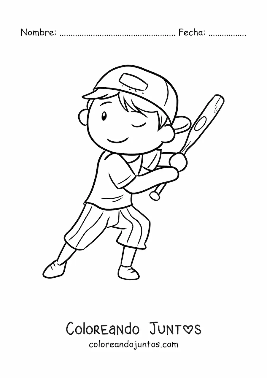 Imagen para colorear de beisbolista bateando