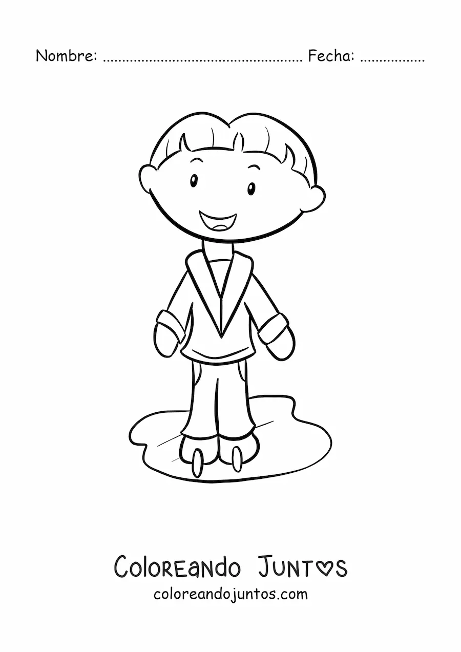 Imagen para colorear de niño patinando sobre hielo fácil