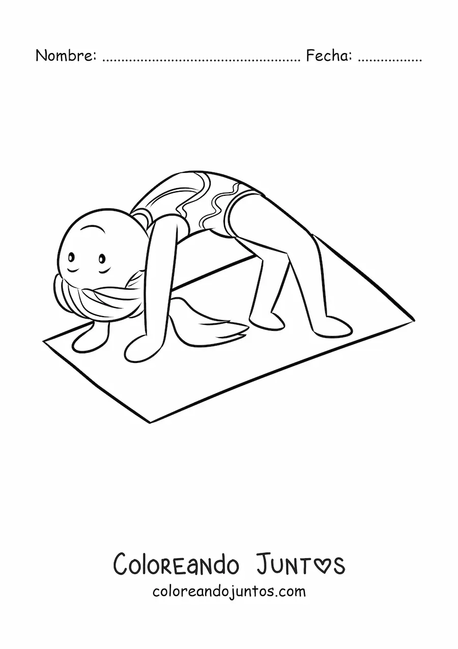 Imagen para colorear de gimnasta en la colchoneta