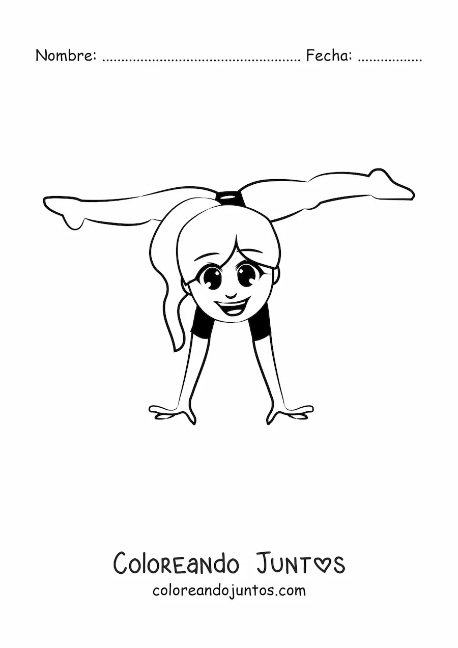 Imagen para colorear de niña haciendo gimnasia