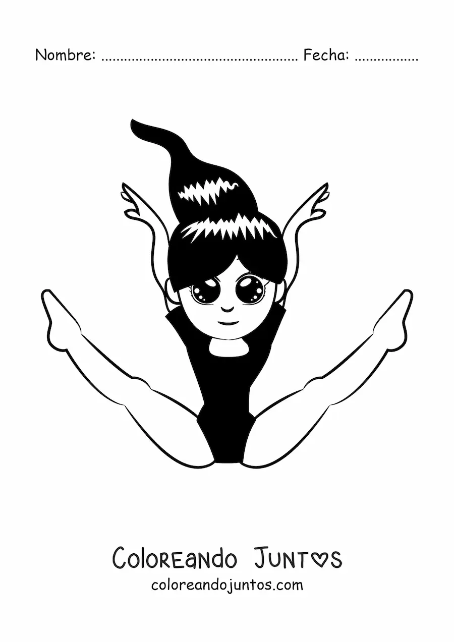 Imagen para colorear de niña tierna haciendo gimnasia artística