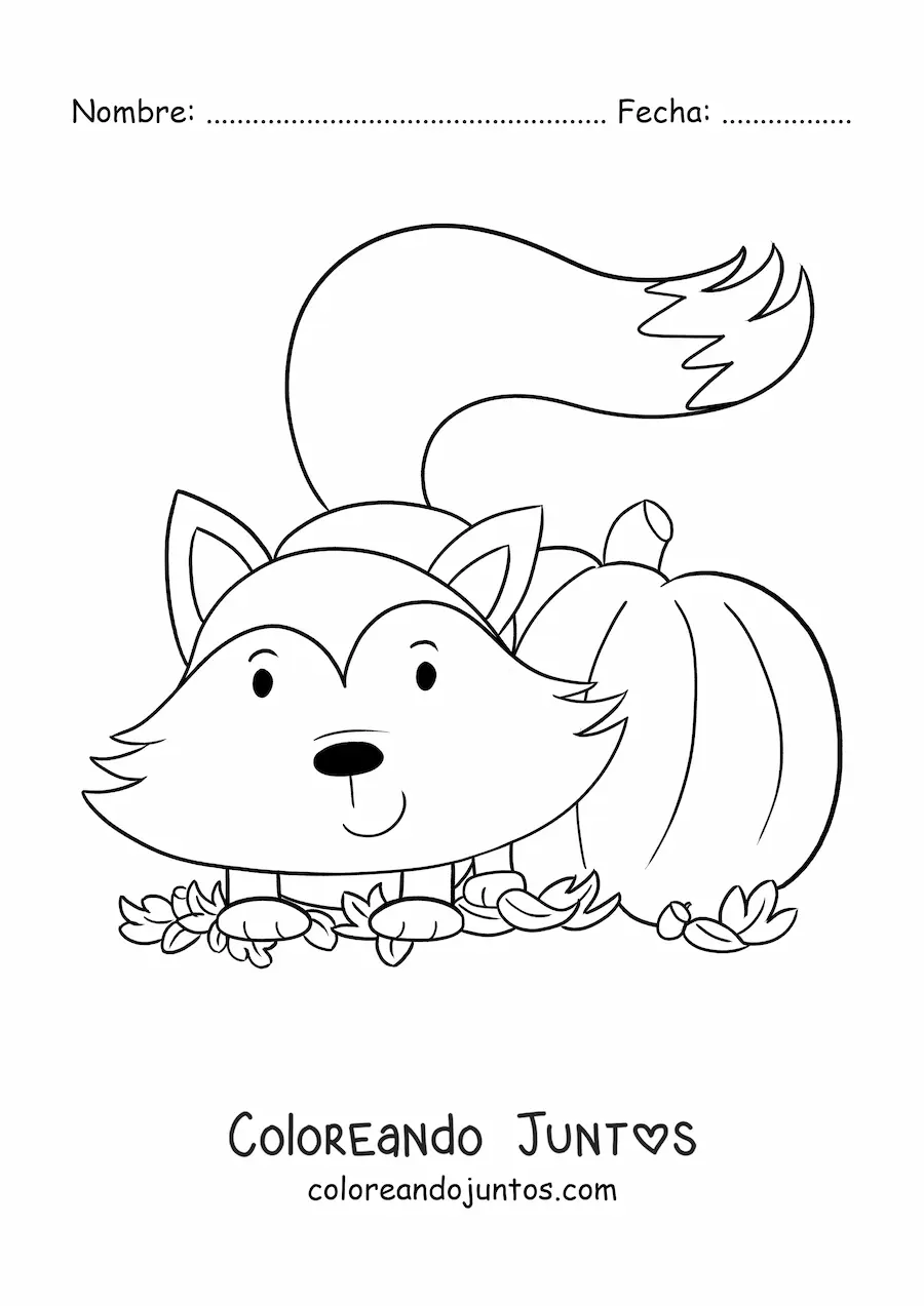 Imagen para colorear de zorro en otoño