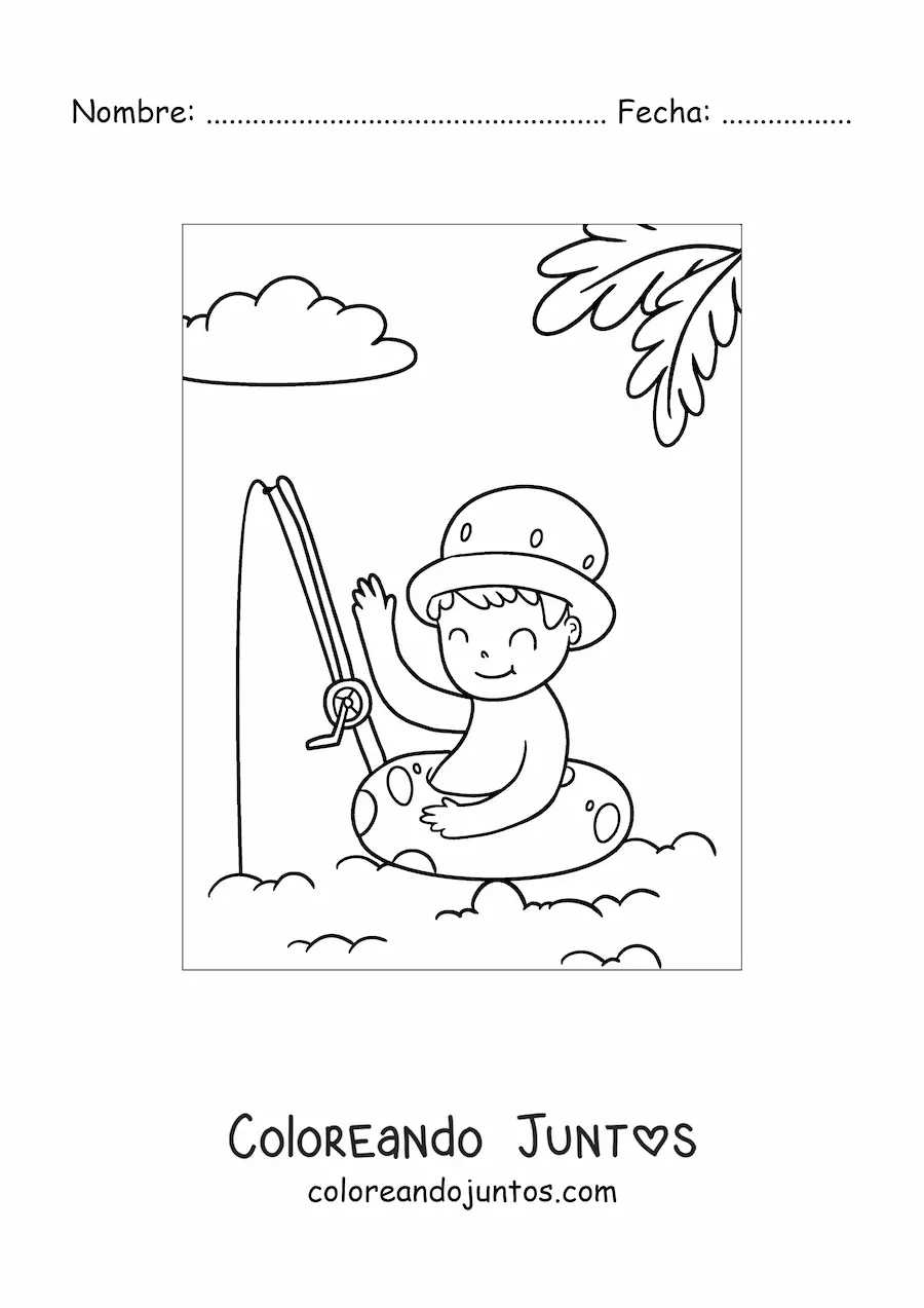 Imagen para colorear de niño en día de playa