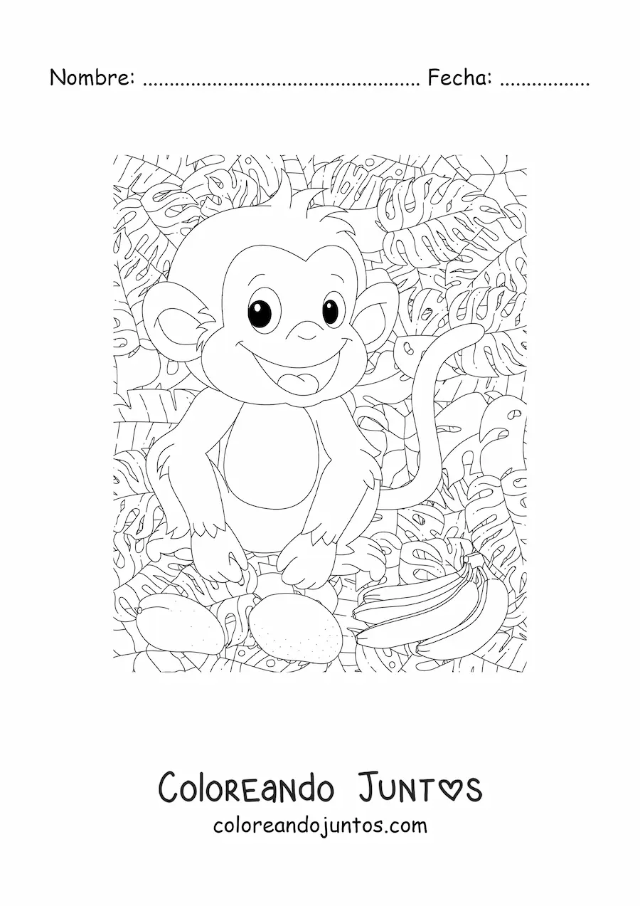Imagen para colorear de mono salvaje animado