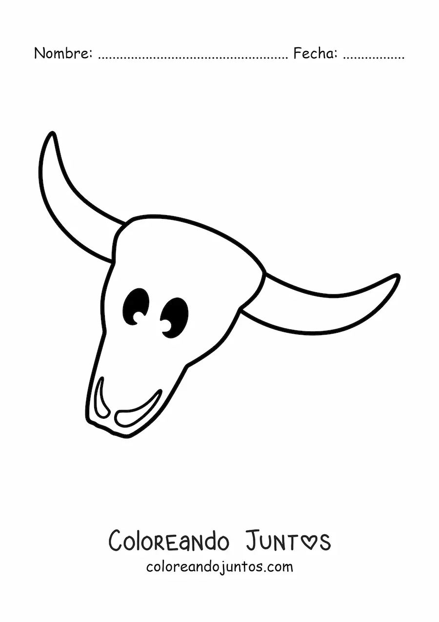 Imagen para colorear de cráneo de toro del desierto