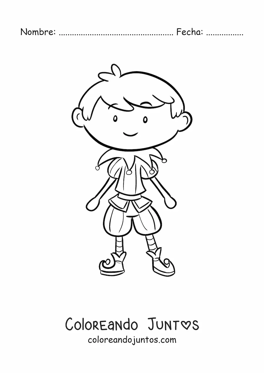 Imagen para colorear de niño disfrazado de Carnaval
