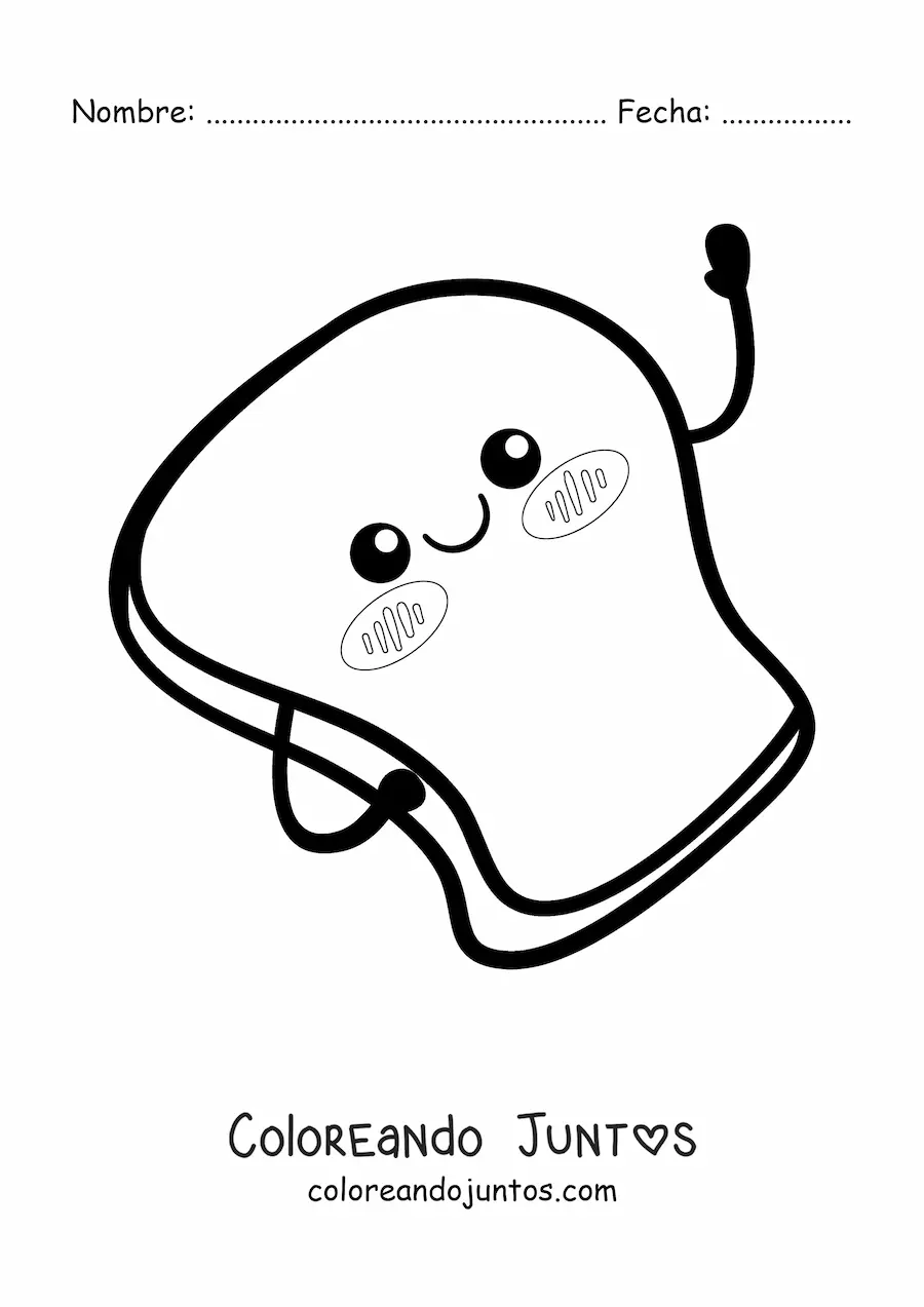 Imagen para colorear de tostada kawaii animada