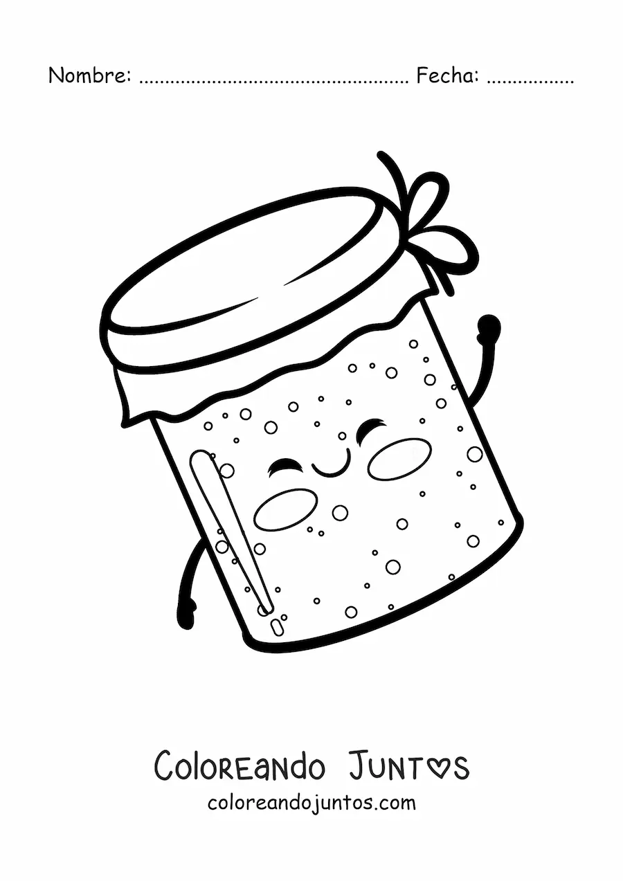 Imagen para colorear de frasco de mermelada kawaii animada grande