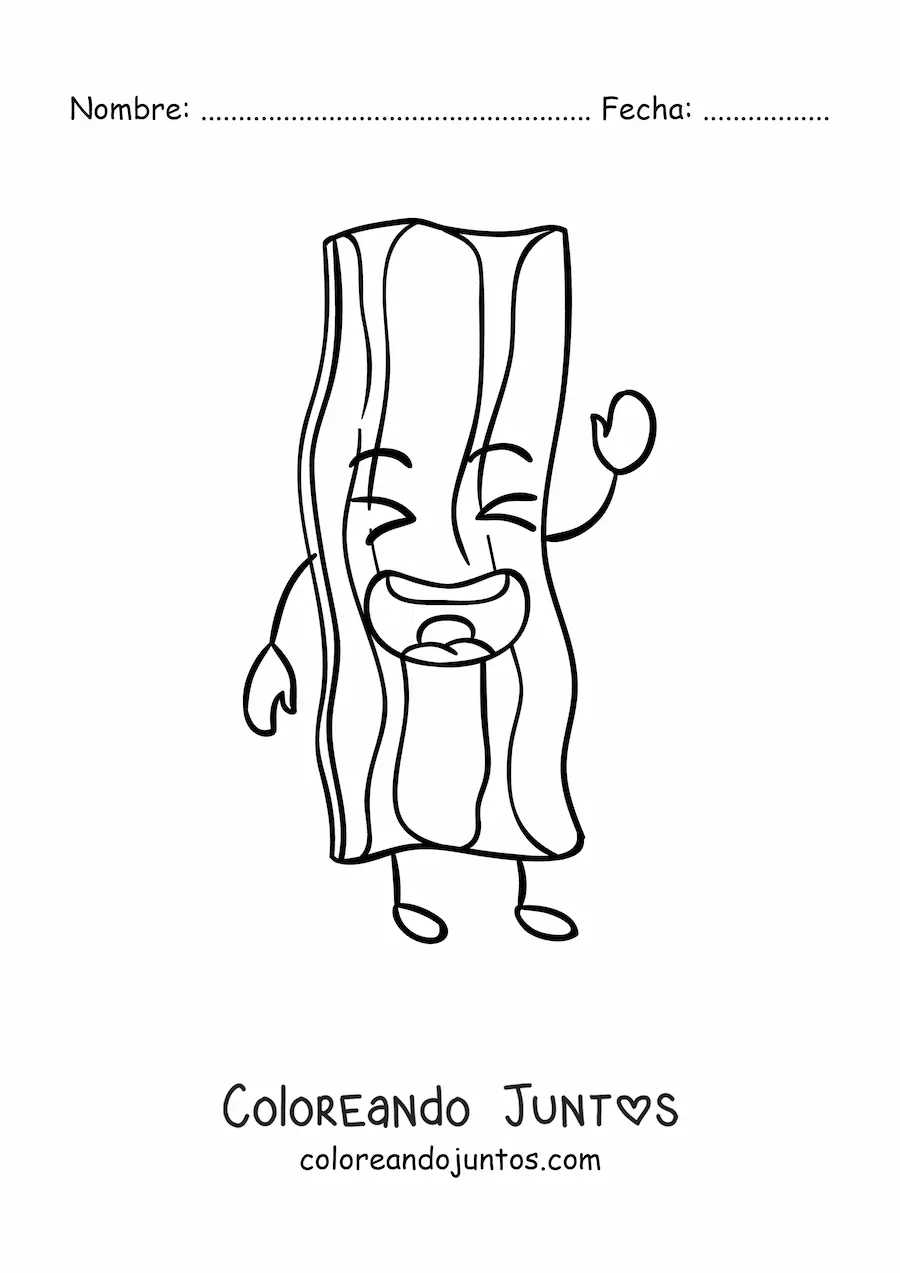 Imagen para colorear de tocino frito kawaii animado