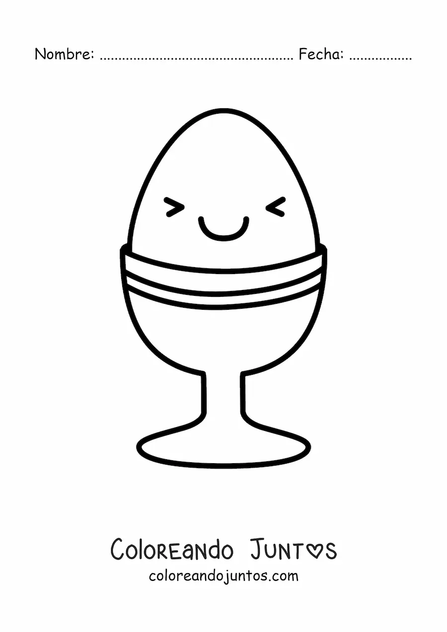 Imagen para colorear de huevo kawaii animado grande
