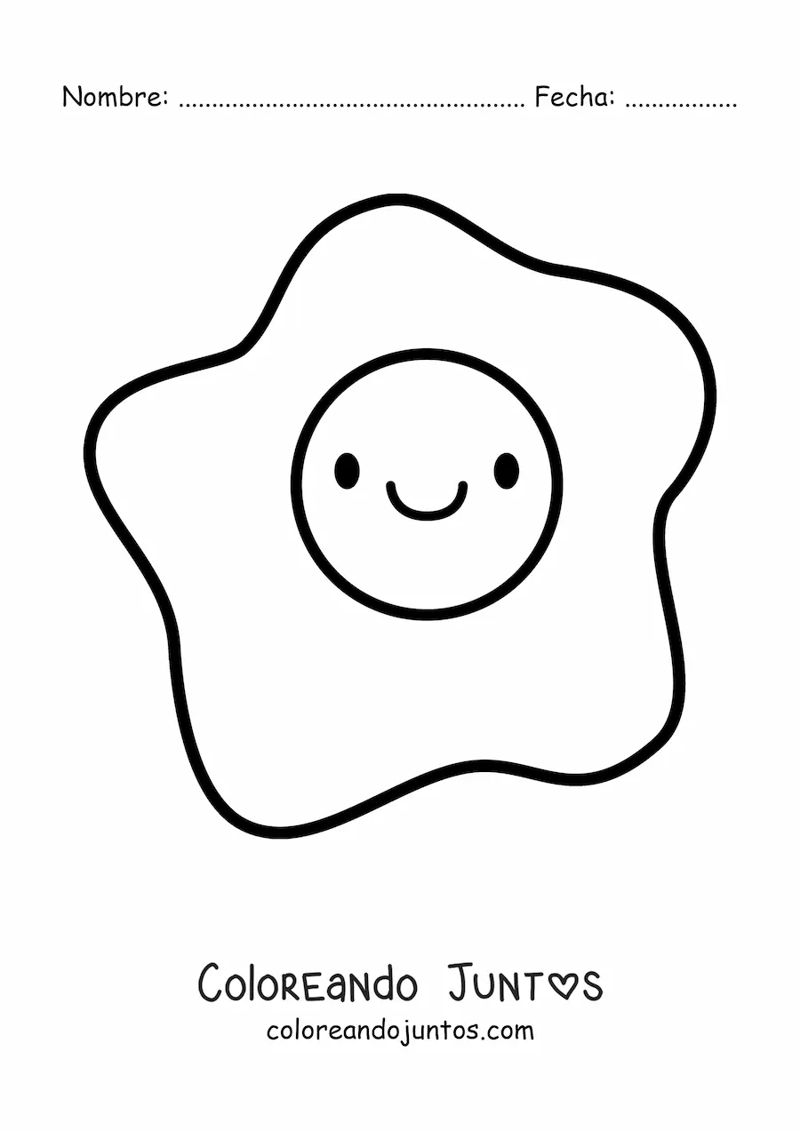 Imagen para colorear de huevo frito kawaii animado grande