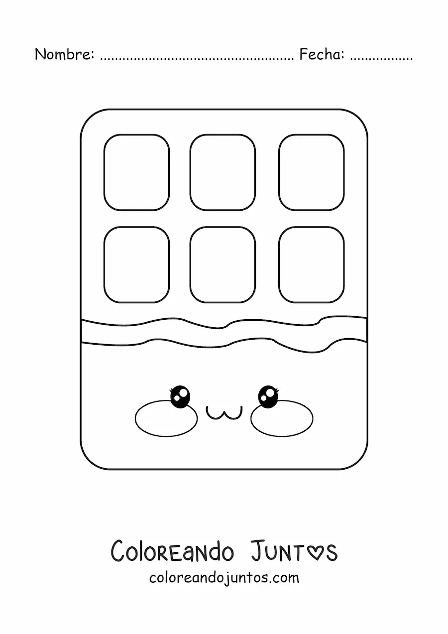 Imagen para colorear de barra de chocolate kawaii