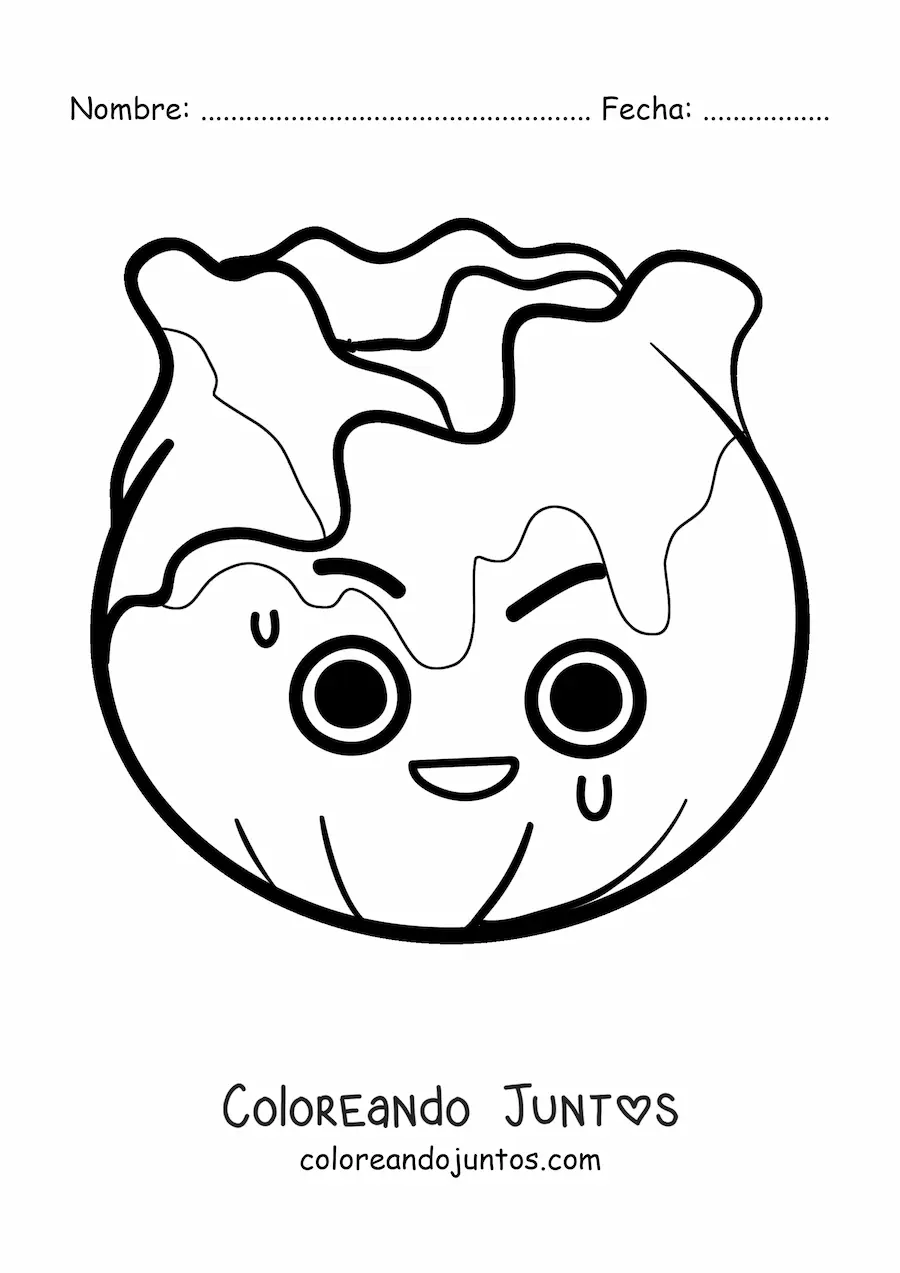 Imagen para colorear de lechuga kawaii animada enojada