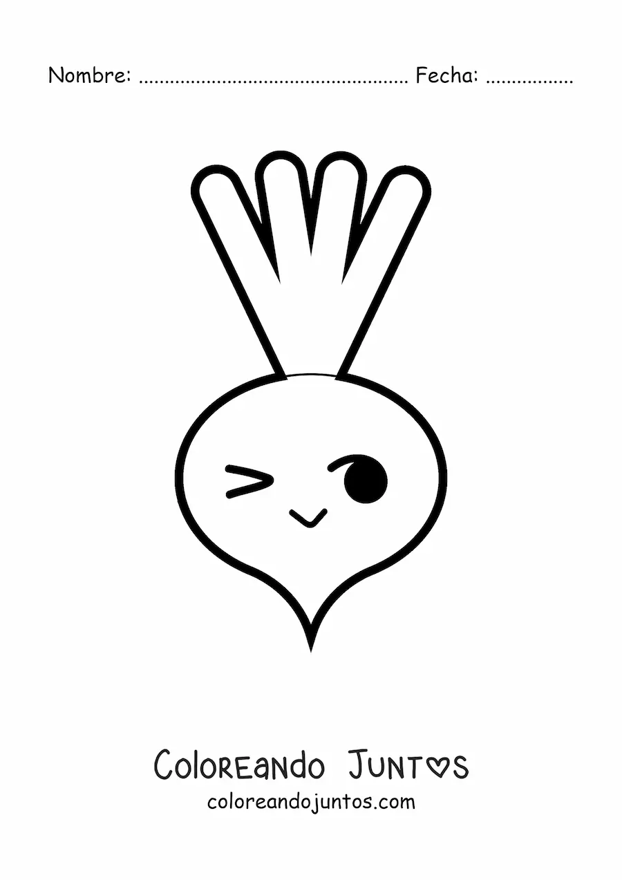 Imagen para colorear de rábano kawaii animado grande