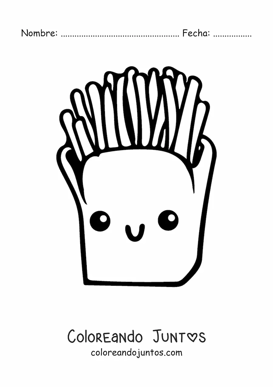 Imagen para colorear de papas fritas kawaii