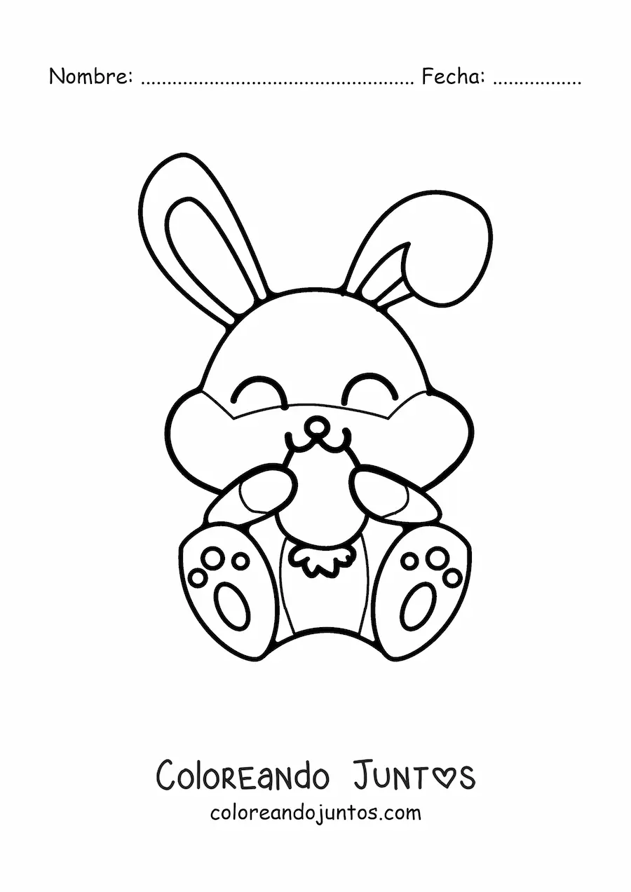 Imagen para colorear de conejo animado comiendo zanahoria