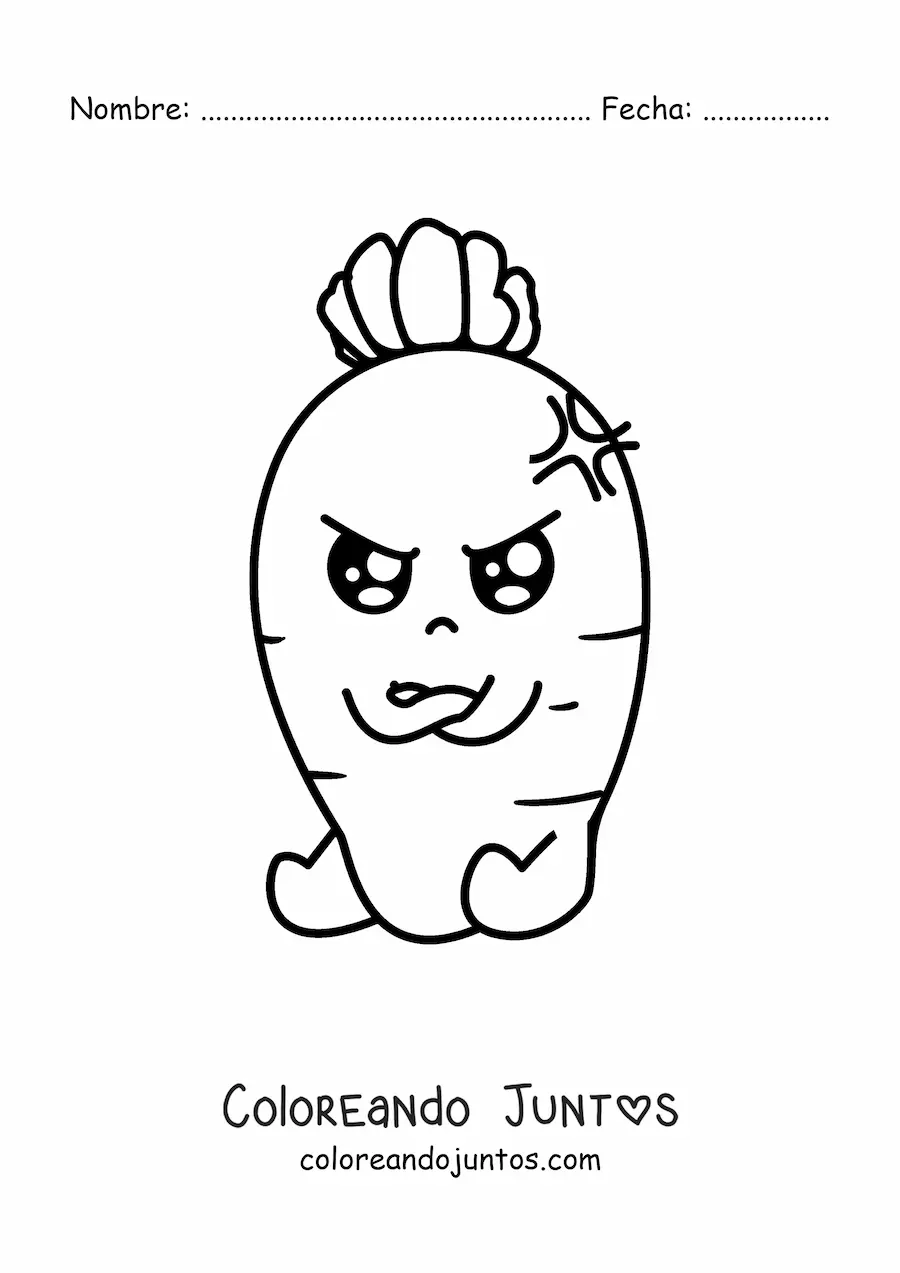 Imagen para colorear de zanahoria kawaii animada