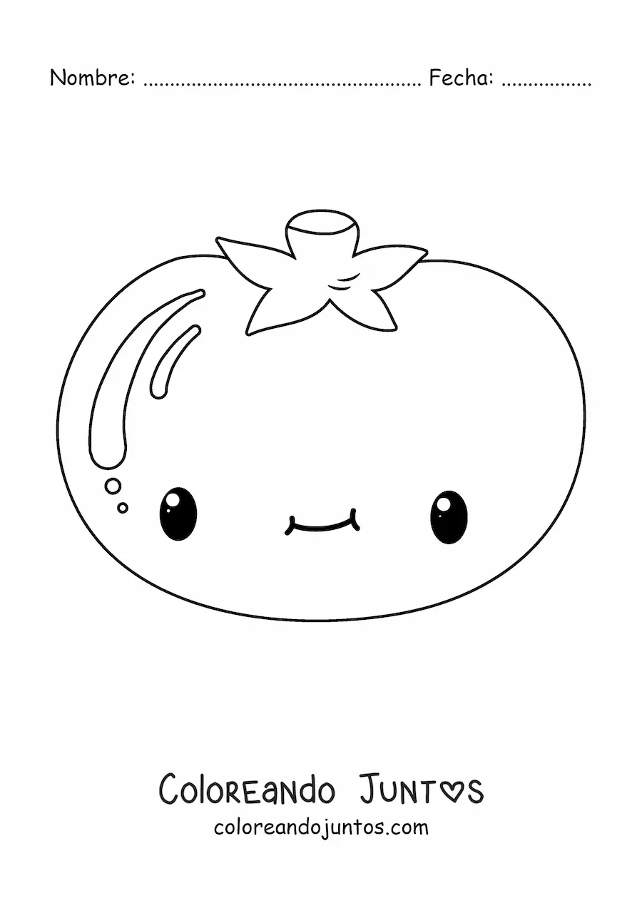 Imagen para colorear de tomate kawaii