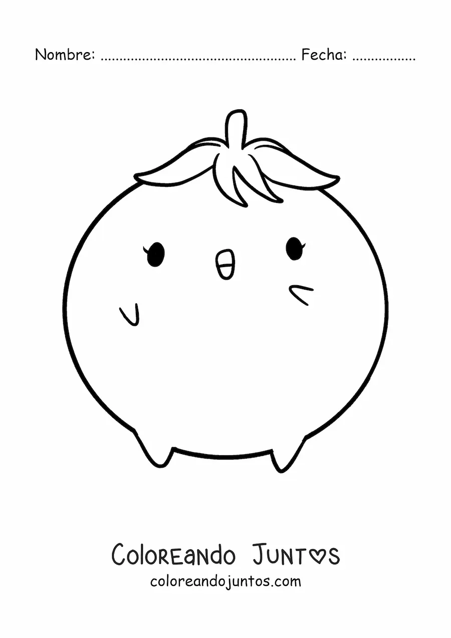 Imagen para colorear de tomate kawaii grande fácil