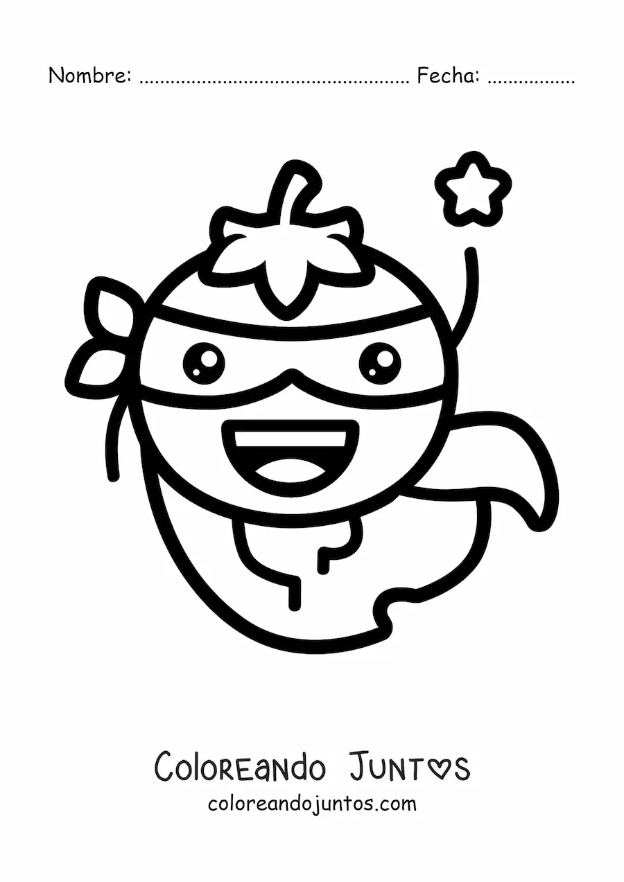 Imagen para colorear de tomate superhéroe