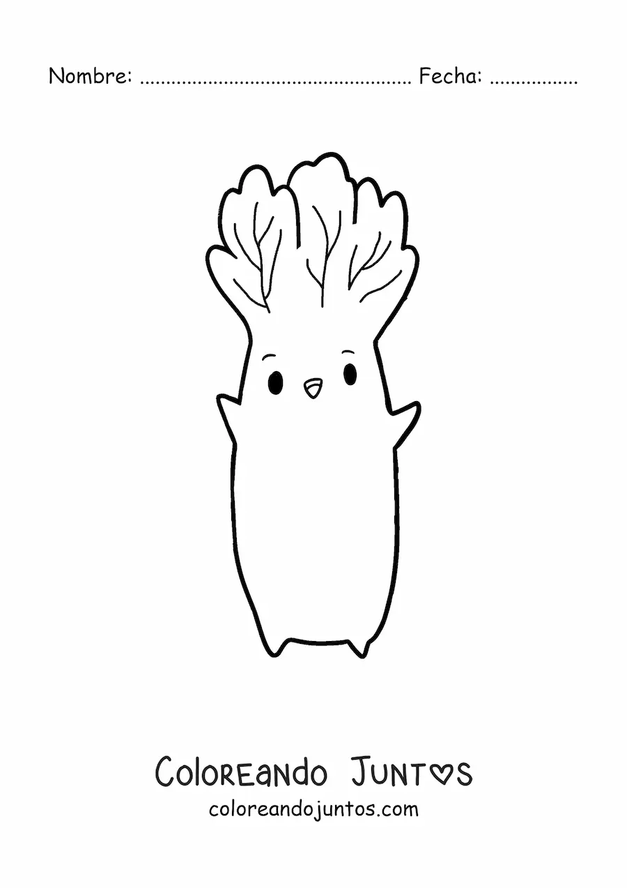 Imagen para colorear de lechuga kawaii