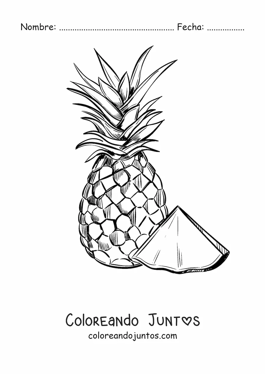 Imagen para colorear de una piña y una rebanada