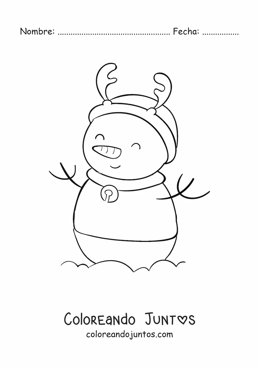 Imagen para colorear de muñeco de nieve de reno