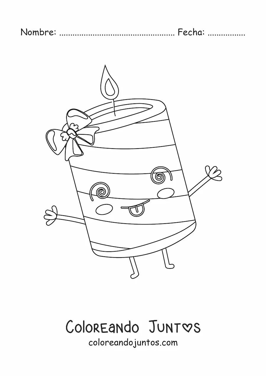 Imagen para colorear de vela de Navidad animada