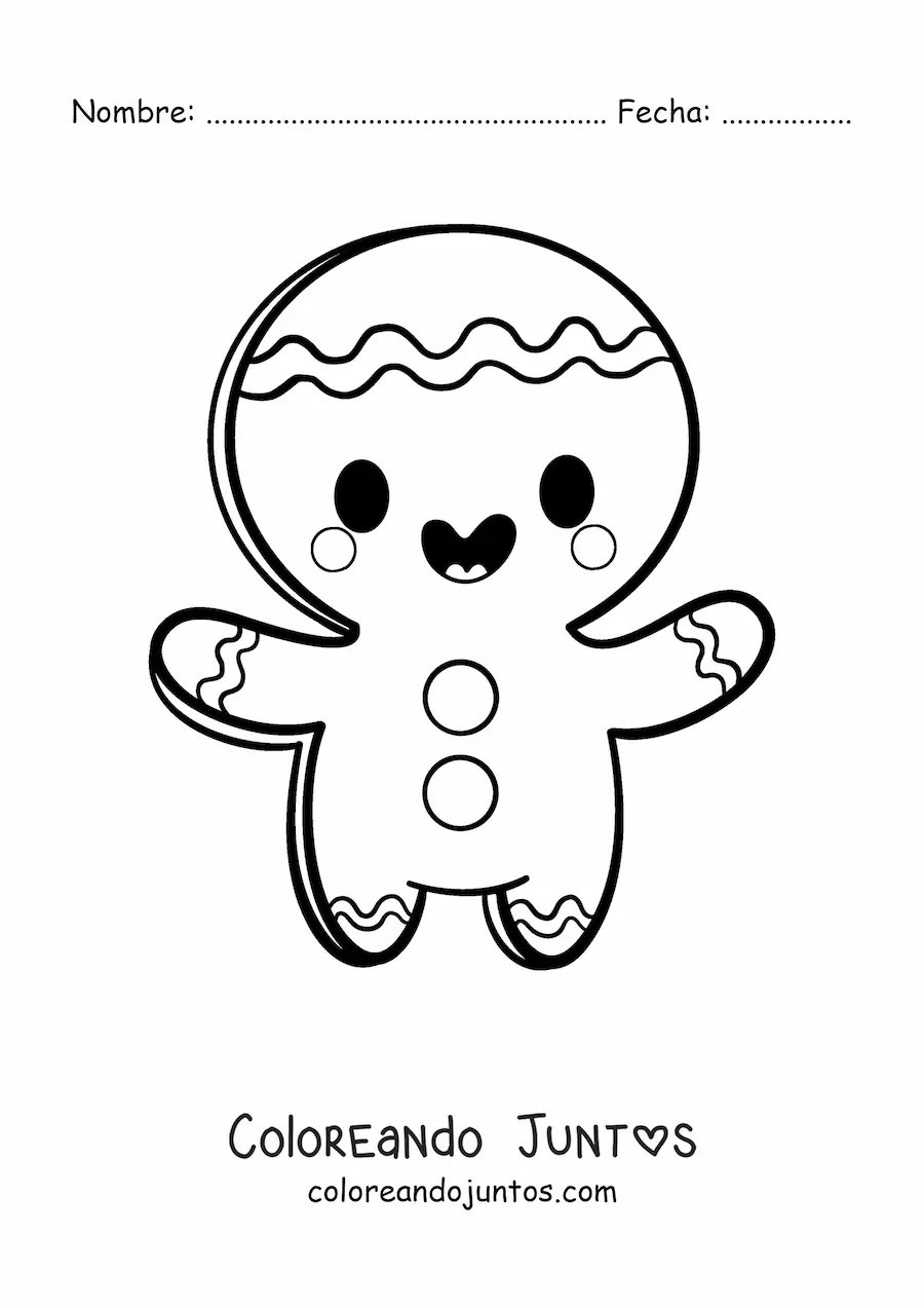 Imagen para colorear de hombre de jengibre kawaii