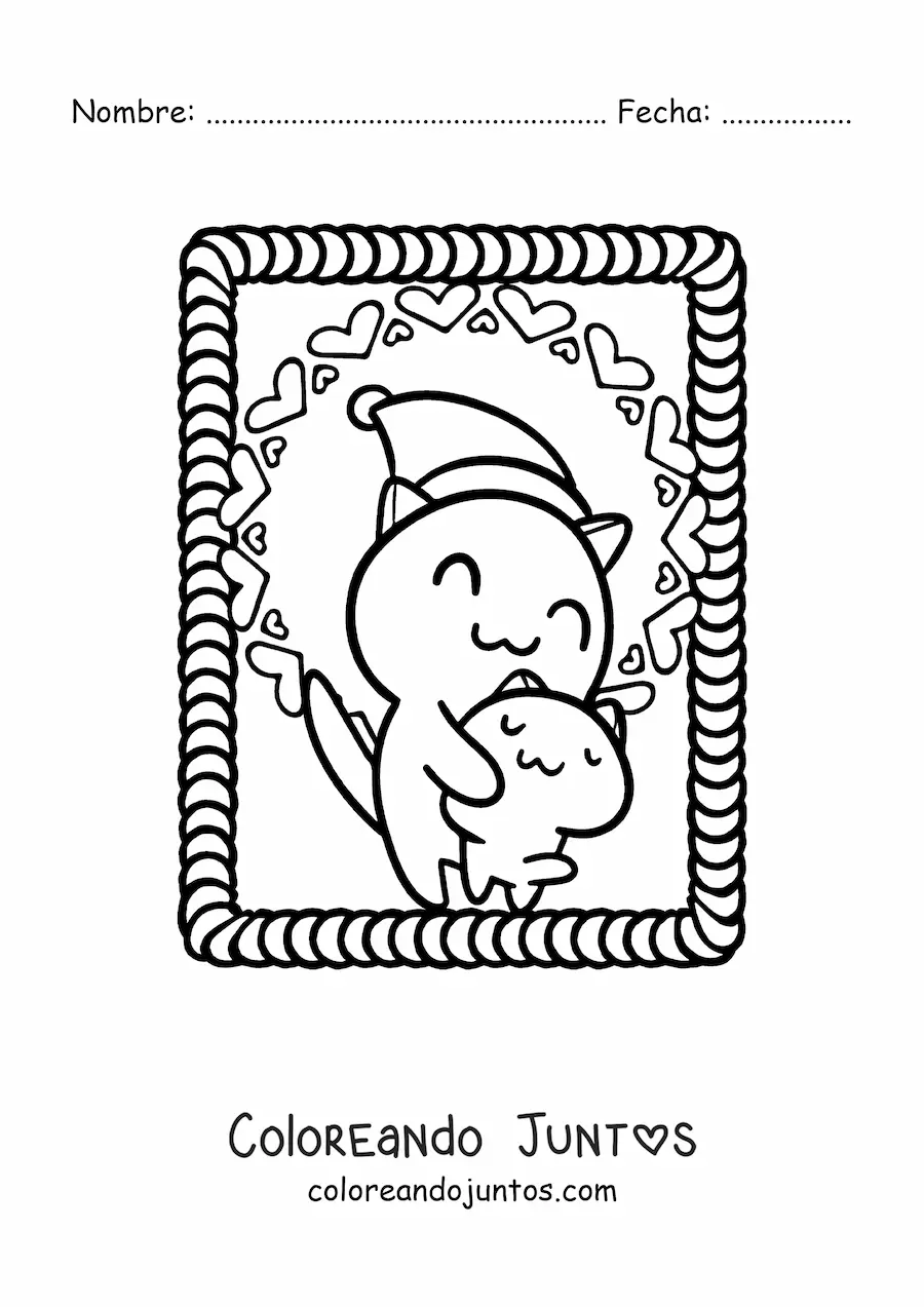Imagen para colorear de gatos animados con gorro de Navidad