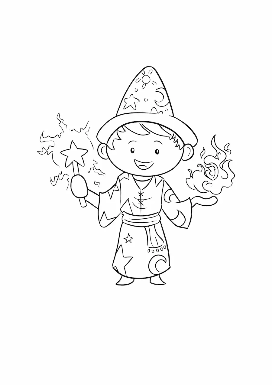 Imagen para colorear de hechicero en un duelo