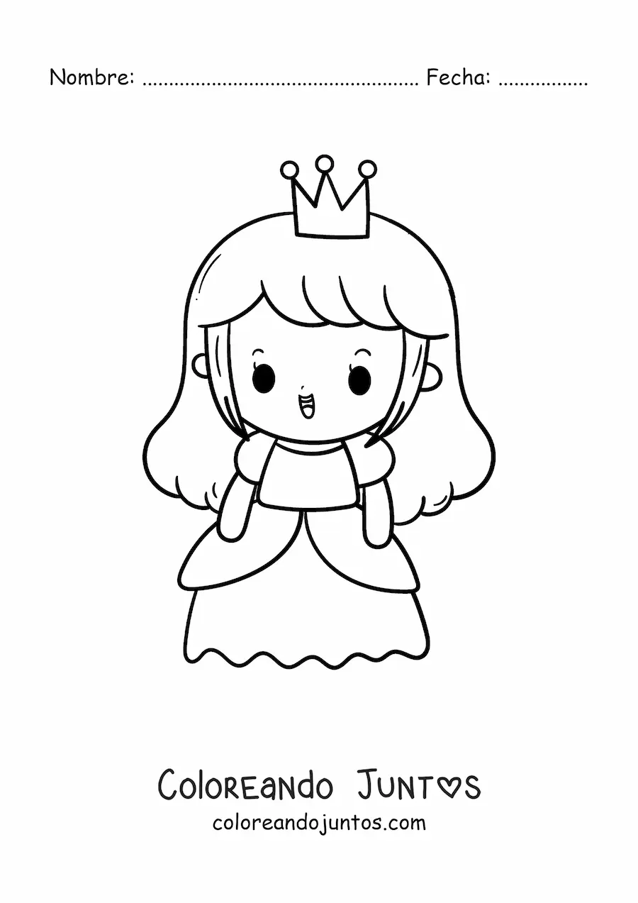 Imagen para colorear de princesa kawaii grande