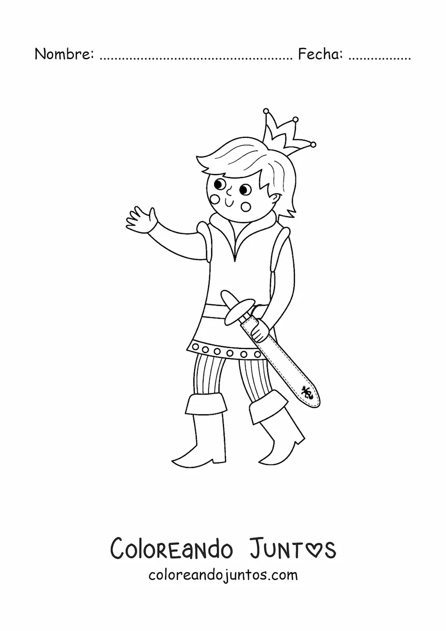 Imagen para colorear de príncipe de cuentos