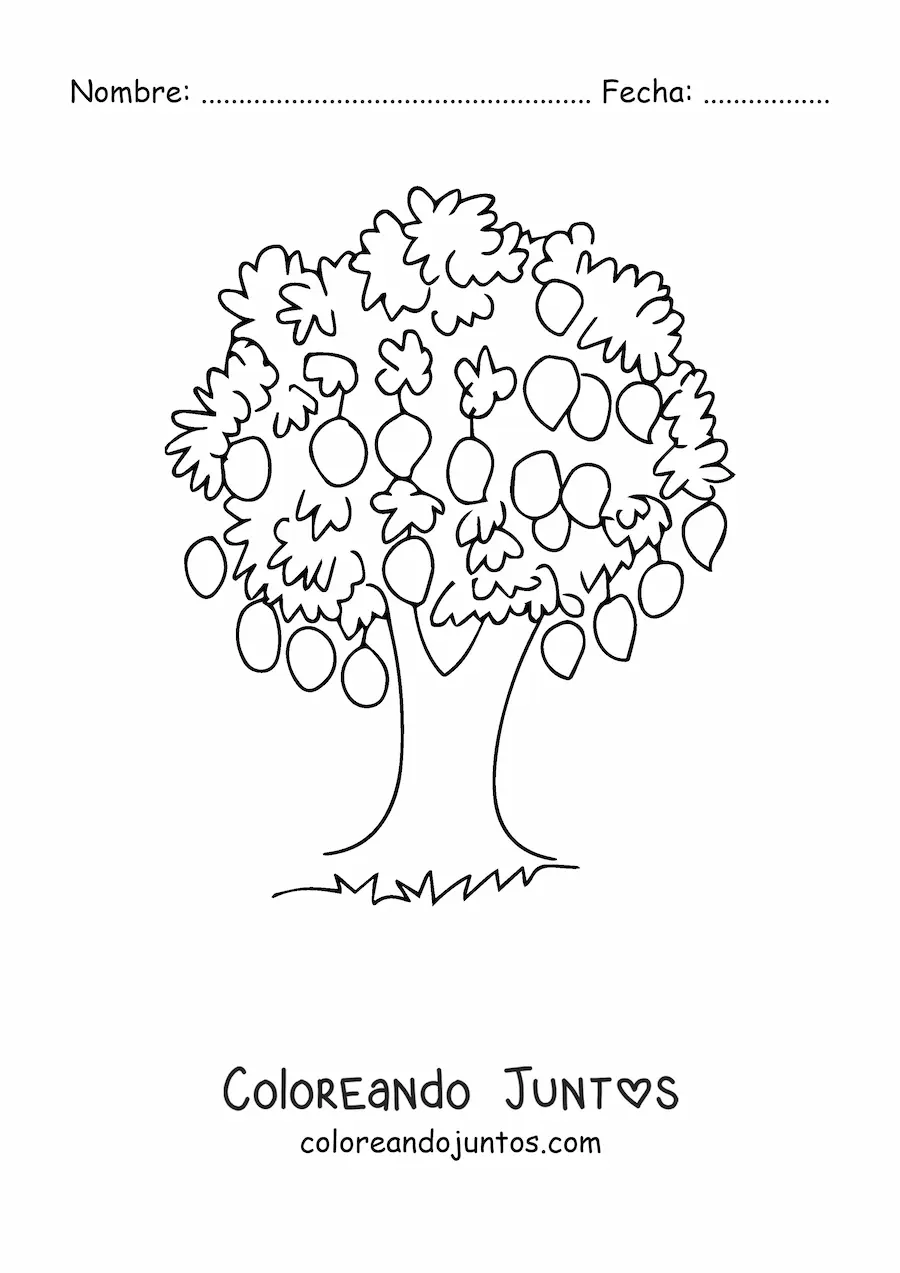 Imagen para colorear de un árbol de mango
