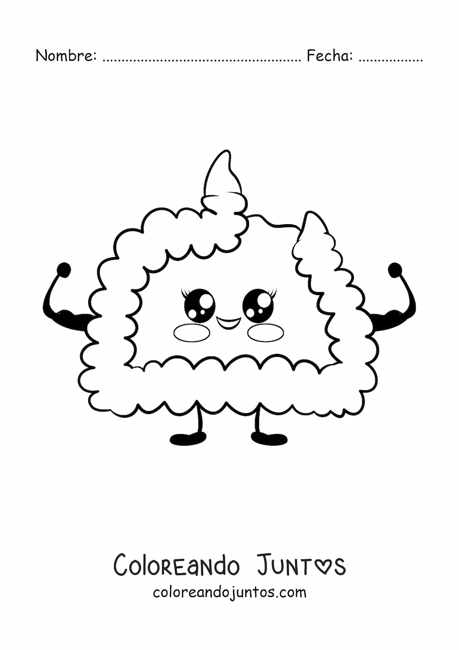 Imagen para colorear de intestino kawaii animado fuerte