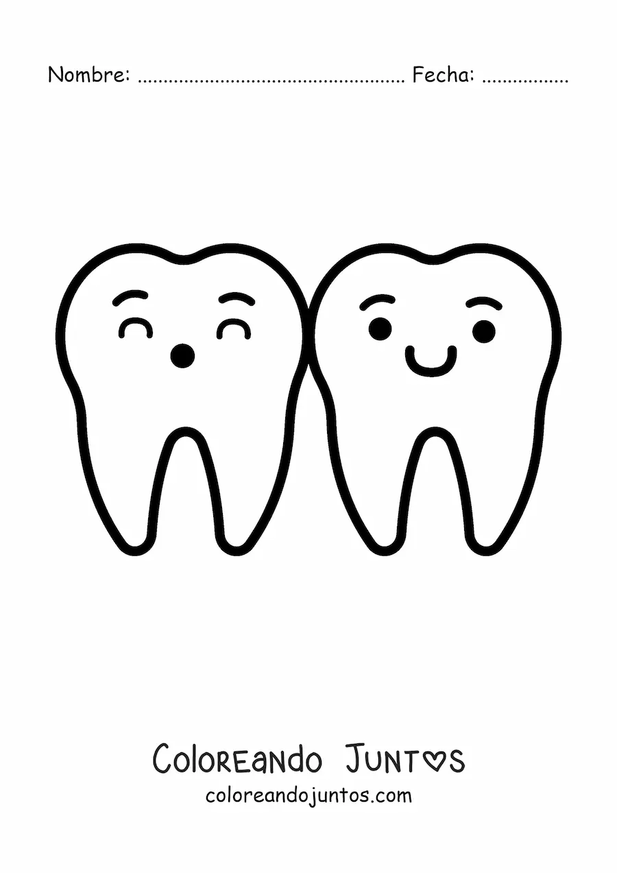 Imagen para colorear de dientes kawaii