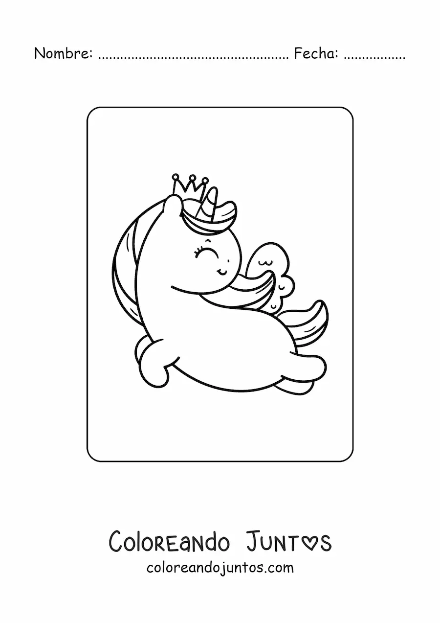 Imagen para colorear de princesa unicornio volando