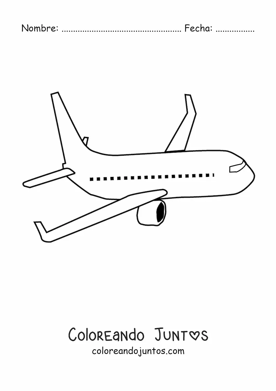 Imagen para colorear de un avión comercial