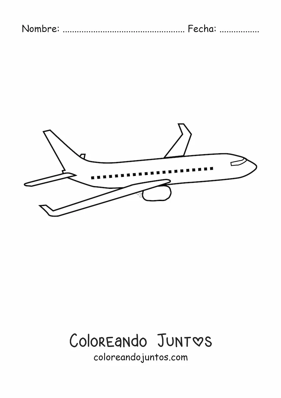 Imagen para colorear de un avión comercial