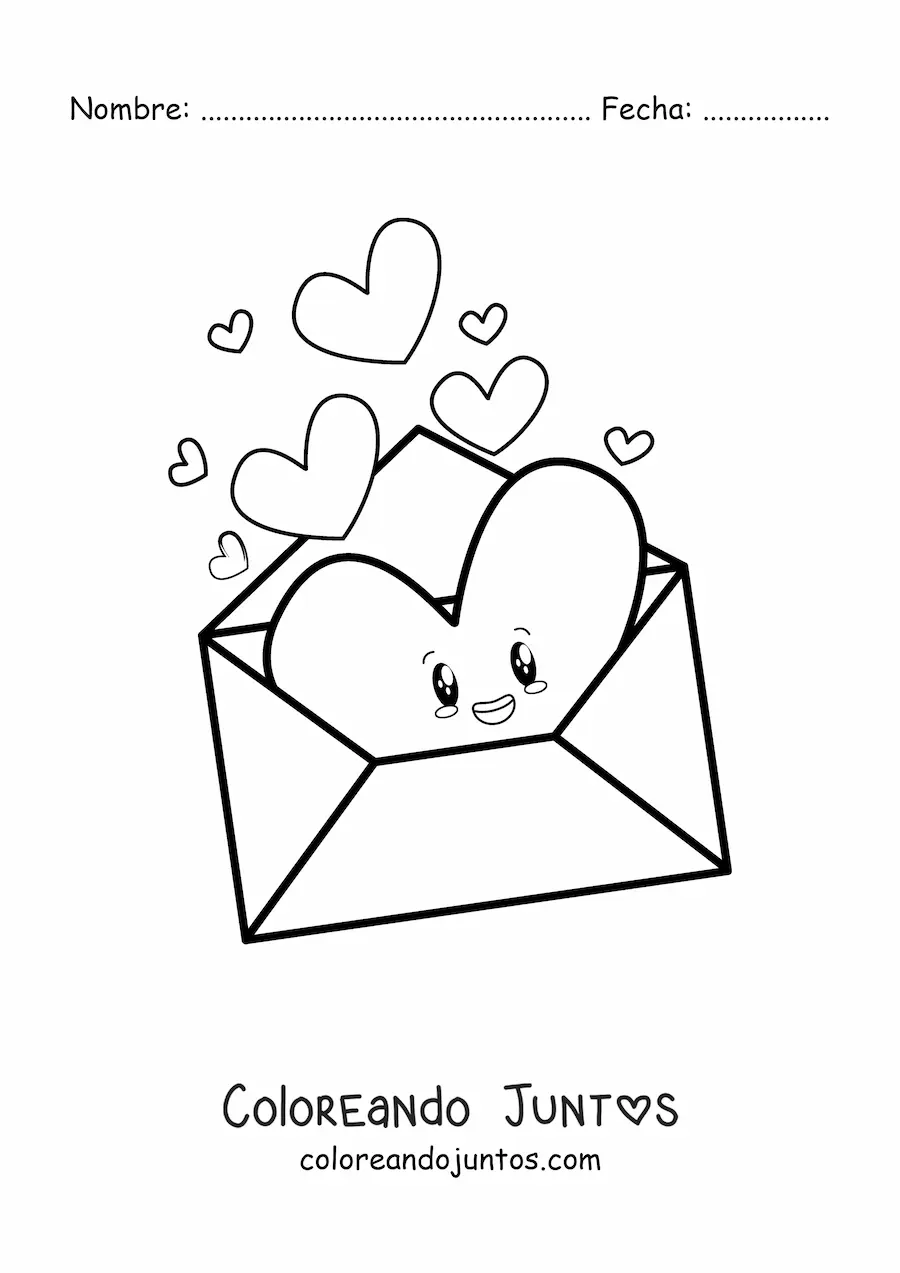 Imagen para colorear de carta del dia de los enamorados