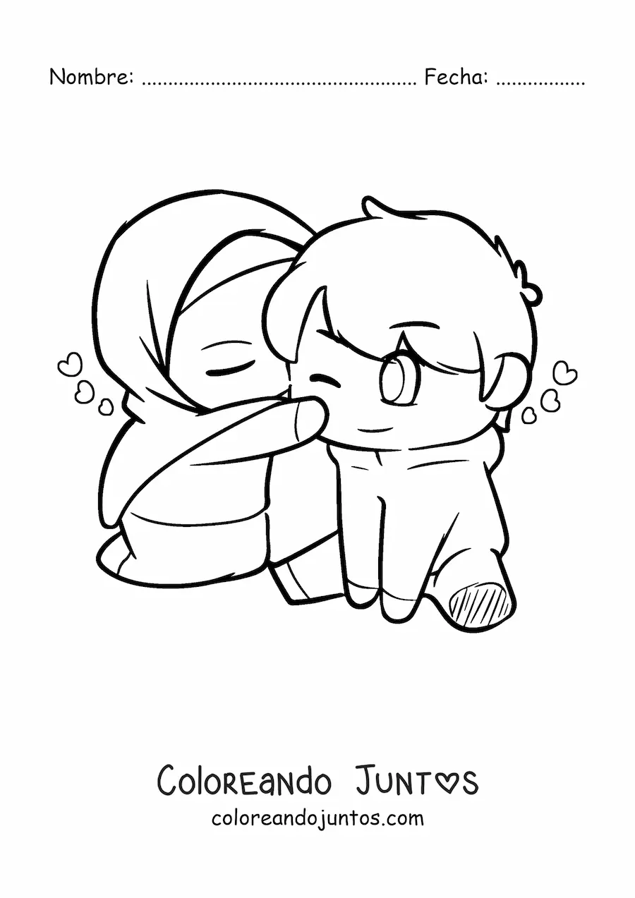 Imagen para colorear de pareja de musulmanes kawaii