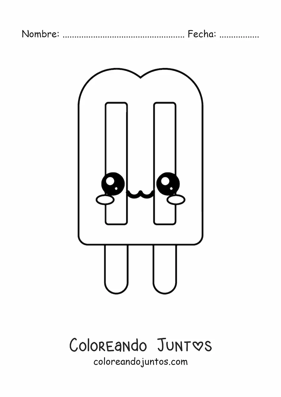 Imagen para colorear de doble paleta de helado kawaii fácil