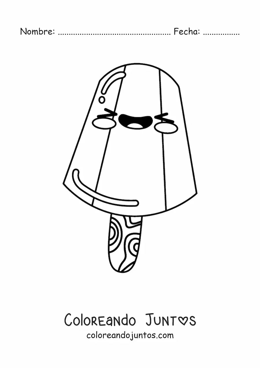 Imagen para colorear de paleta helada kawaii animada