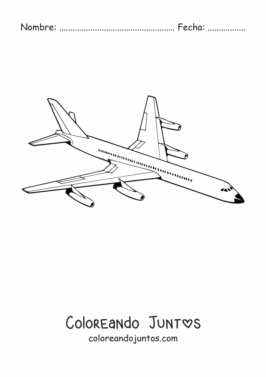 Imagen para colorear de un avión comercial