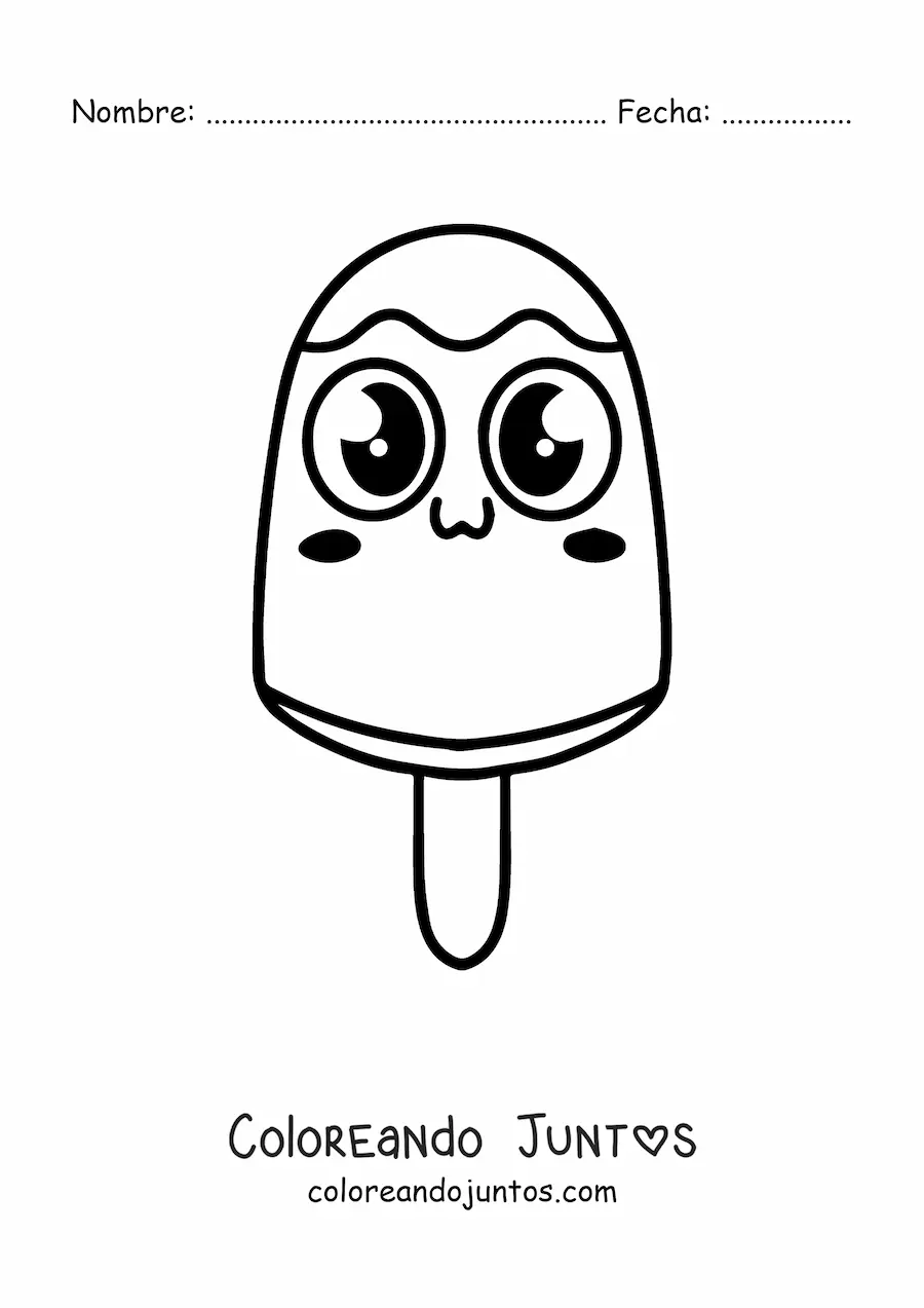 Imagen para colorear de paleta kawaii con ojos grandes