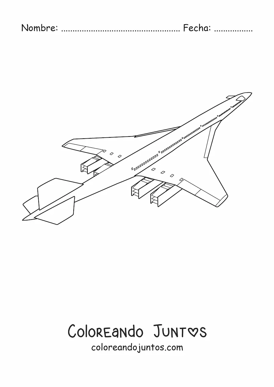 Imagen para colorear de un avión