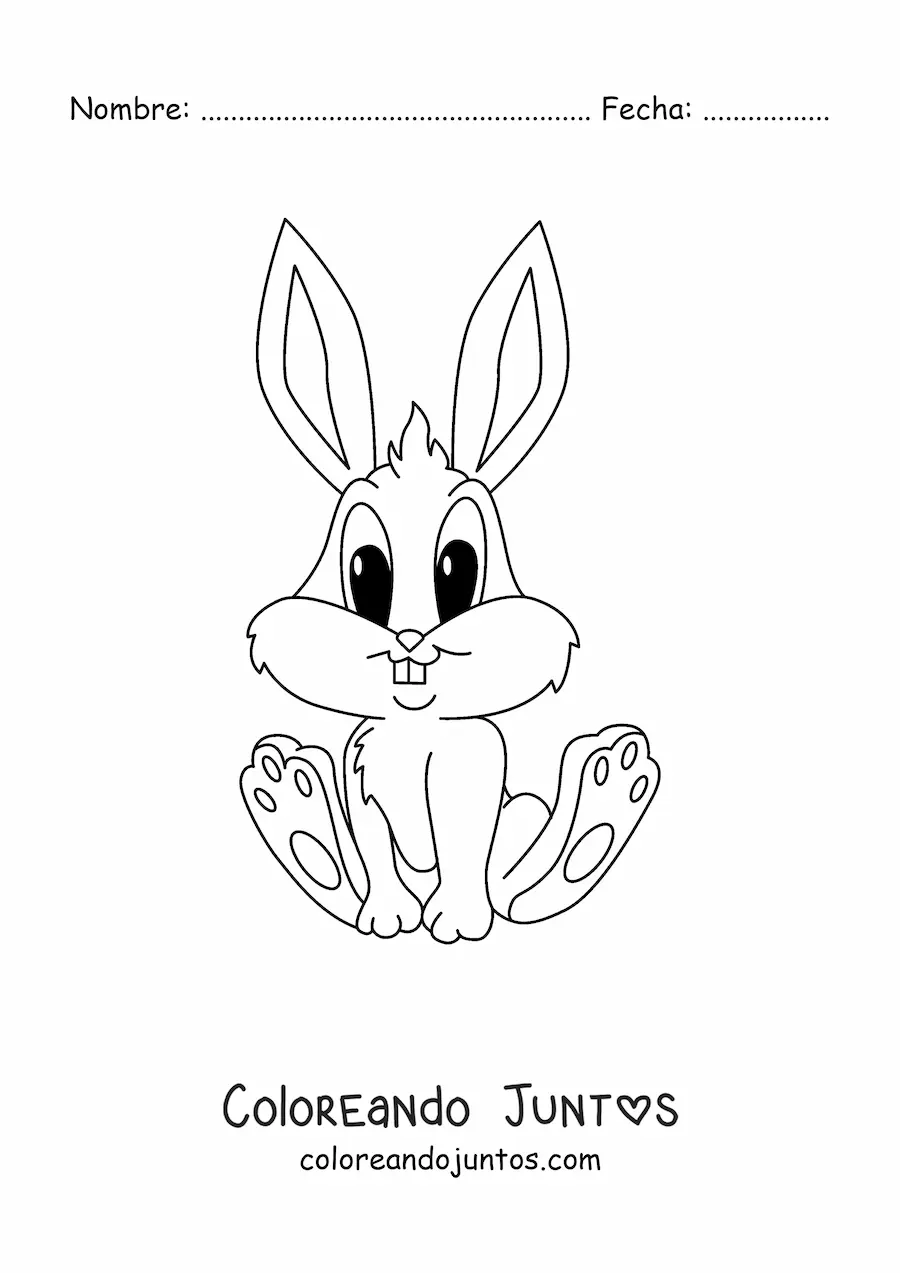 Imagen para colorear de conejo kawaii animado sentado