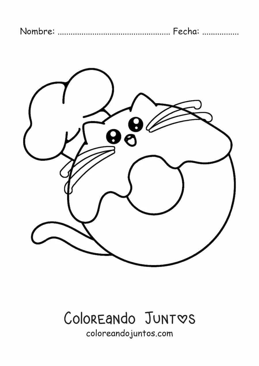 Imagen para colorear de chef dona kawaii animada